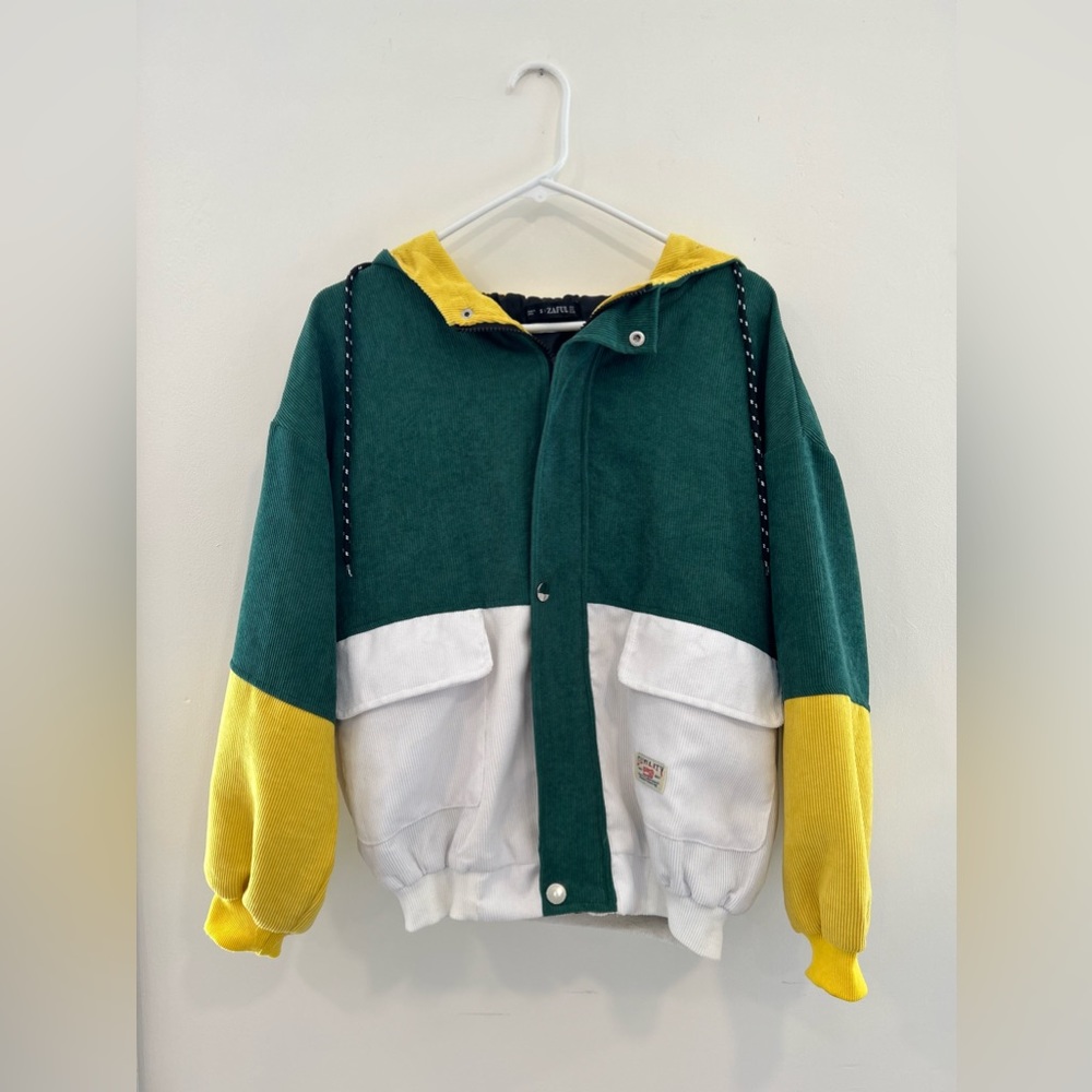 90’s Aesthetic Color Block Jacket Corduroy Lightweight Vintage Size 4